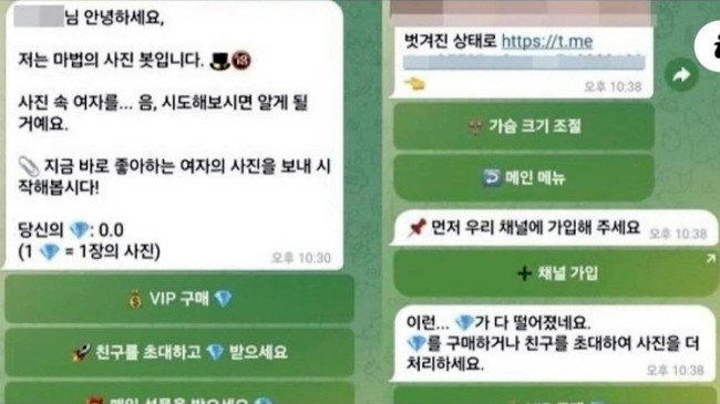 딥페이크 음란물을 제작·유통한 텔레그램 대화방